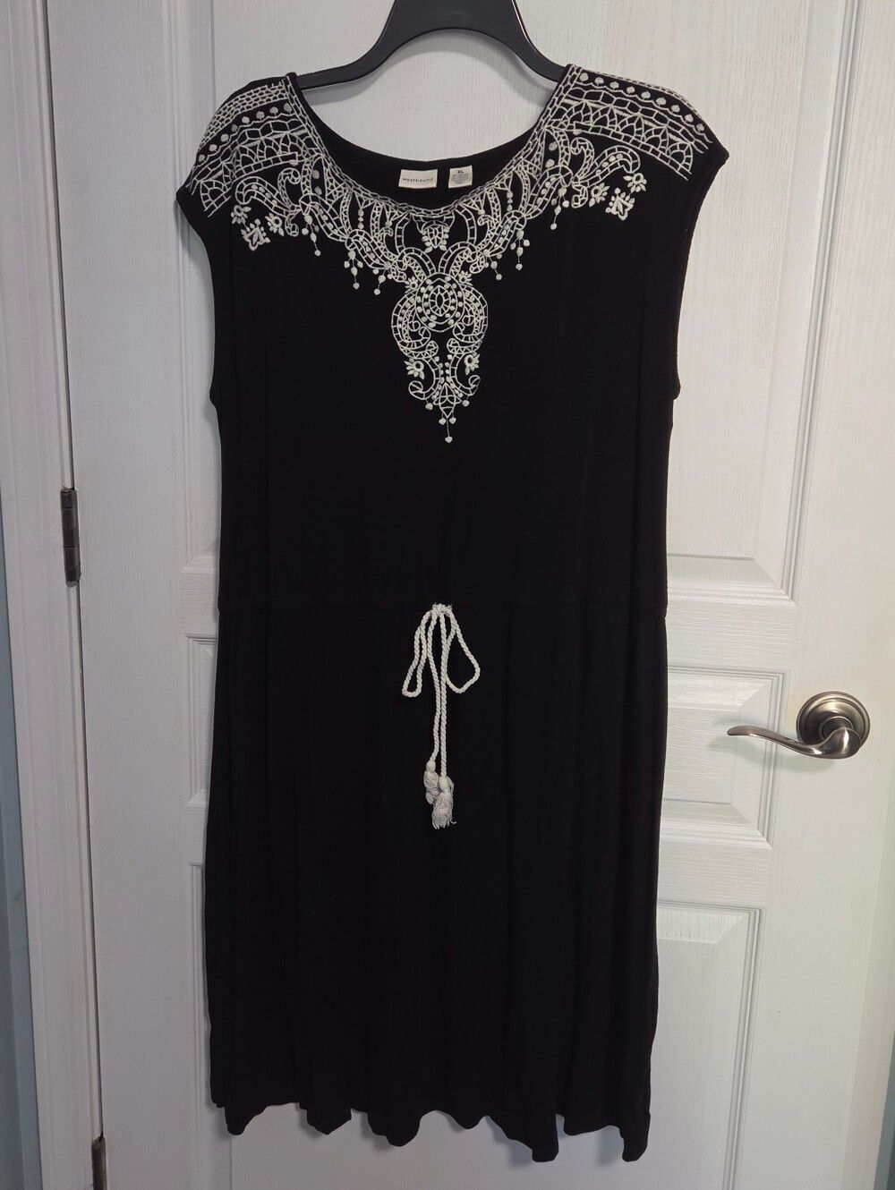 Westbound Dress Coverup Jersey Knit Black Embroidered Comfort Stretch Womens XL
